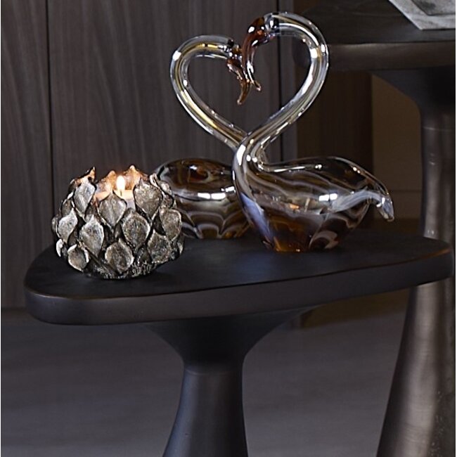 Light en Living Ornament 13x8x20 cm SWAN glas bruin+crème