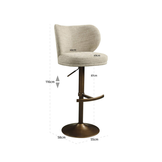 Richmond Interiors  Barstoel Amely naturel softweave draaistoel