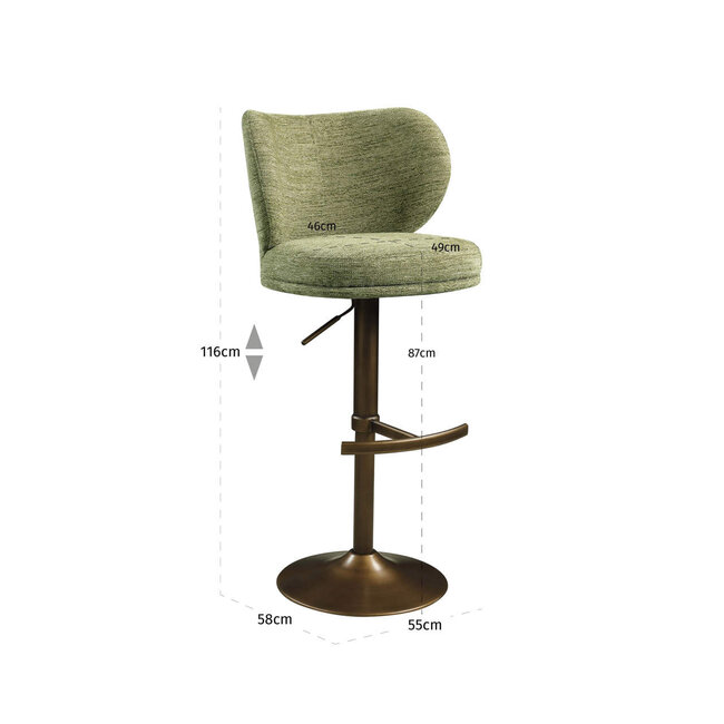 Richmond Interiors  Barstoel Amely pistache softweave draaistoel