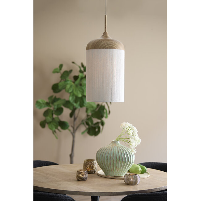 Light en Living Hanglamp Ø27,5x52 cm DANIA hout print naturel+touw crème