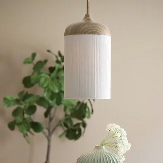 Light en Living Hanglamp Ø27,5x52 cm DANIA hout print naturel+touw crème
