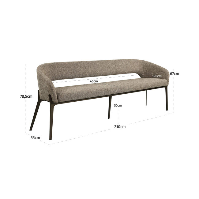 Richmond Interiors  Eetkamer bank Kenzi bruin tweed
