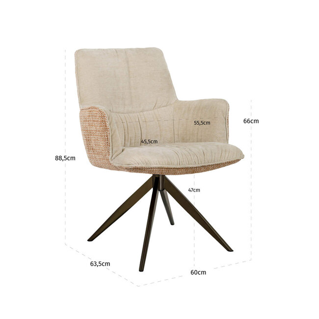 Richmond Interiors  Eetkamerstoel Chase ginger jacquard draaistoel