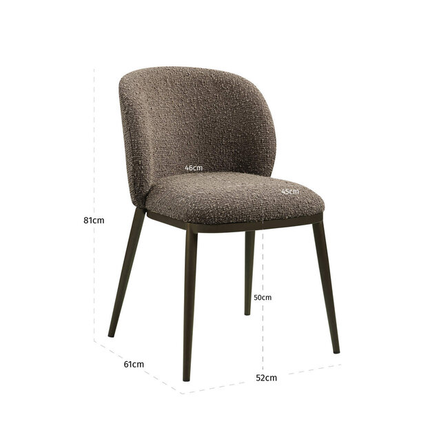 Richmond Interiors  Eetkamerstoel Gandy bruin chunky
