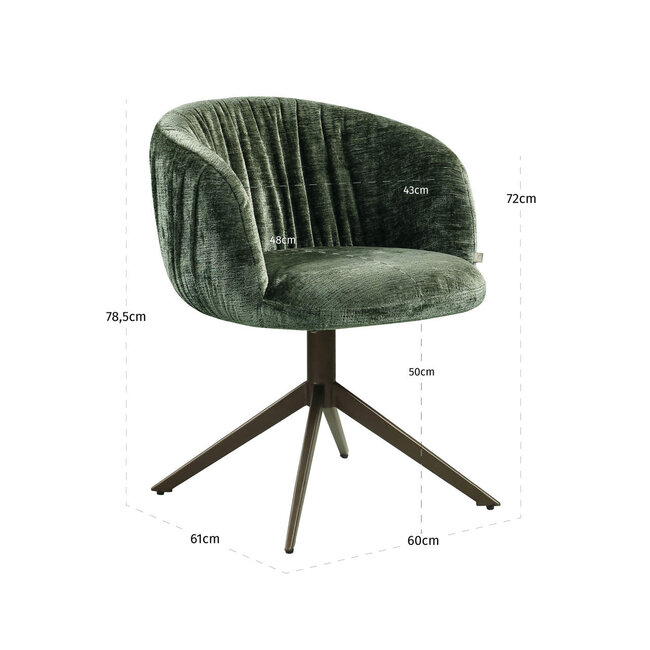Richmond Interiors  Eetkamerstoel Cassi sage chenille draaistoel