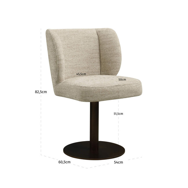 Richmond Interiors  Eetkamerstoel Fiona naturel softweave draaistoel