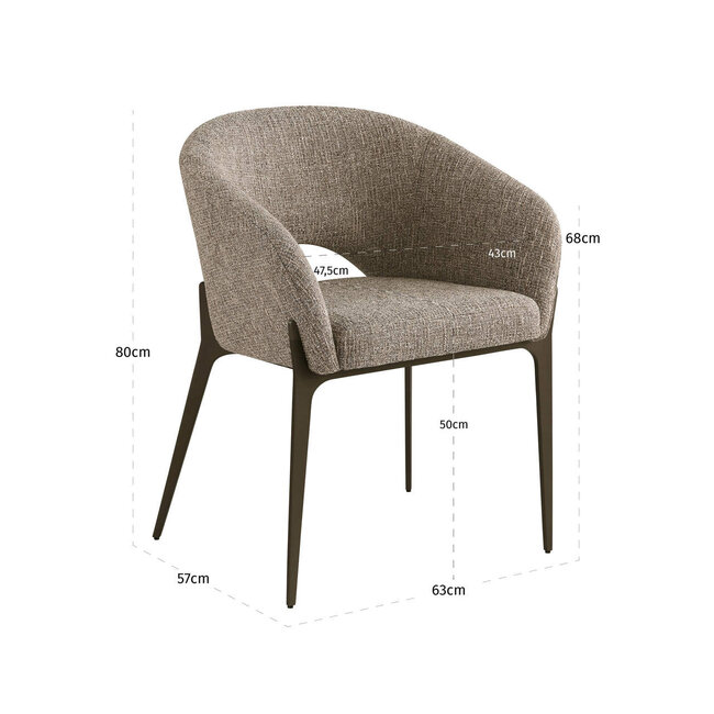 Richmond Interiors  Eetkamerstoel Kenzi bruin tweed