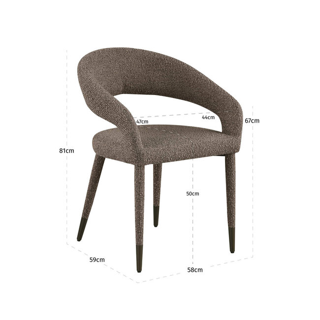 Richmond Interiors  Eetkamerstoel Gia bruin chunky