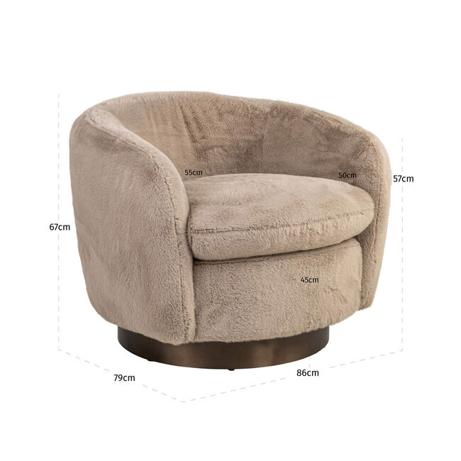 Richmond Interiors  Lounge stoel Colmar khaki fluffy draaistoel
