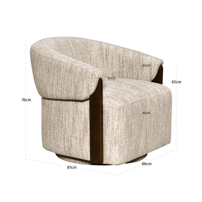 Richmond Interiors  Lounge stoel Marina naturel softweave draaistoel