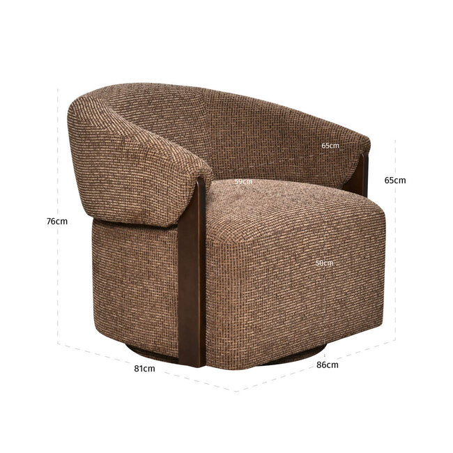 Richmond Interiors  Lounge stoel Marina bruin blockweave draaistoel