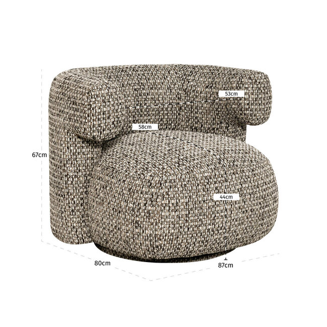 Richmond Interiors  Lounge stoel Talley cobblestone draaistoel