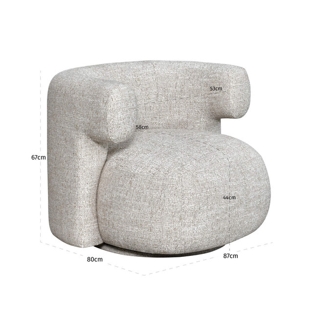 Richmond Interiors  Lounge stoel Talley creme tweed draaistoel