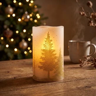 PTMD LED Licht Kaars Goud Tree met Beweegbare Vlam M