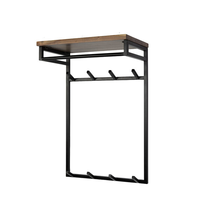 WoonStijl Kapstok Custom hoog roede en hoedenplank 2x4 haken acacia bruin