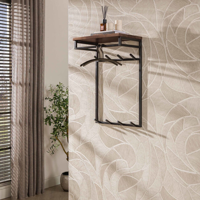 WoonStijl Kapstok Custom hoog roede en hoedenplank 2x4 haken acacia bruin