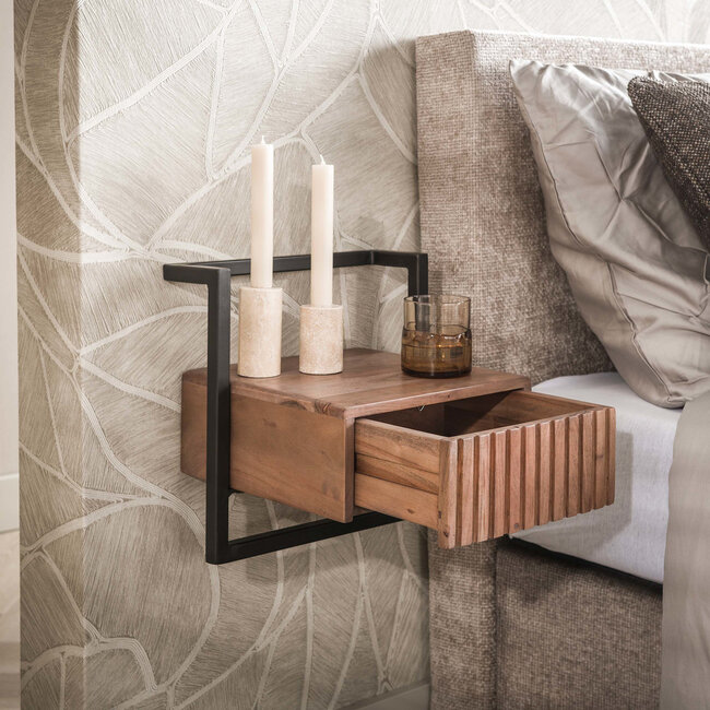 WoonStijl Nachtkastje Carve Air XS 1 lade acacia bruin
