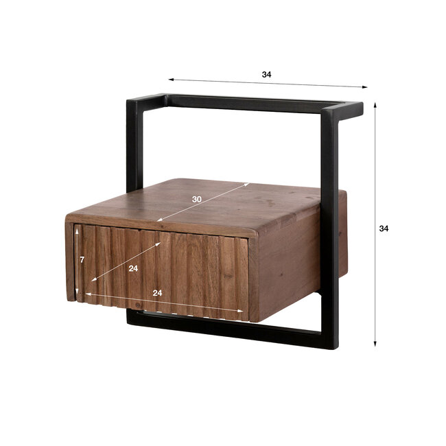 WoonStijl Nachtkastje Carve Air XS 1 lade acacia bruin