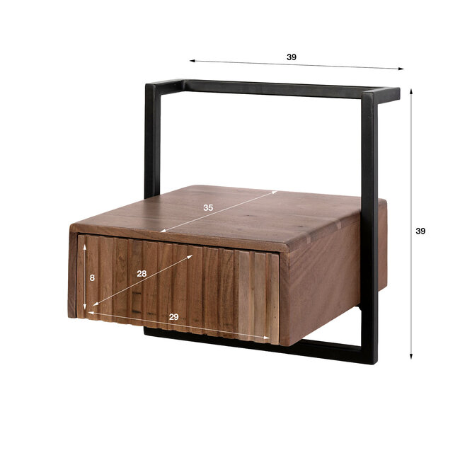 WoonStijl Nachtkastje Carve Air 1 lade acacia bruin