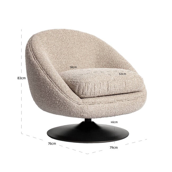 Richmond Interiors  Lounge stoel Nodo naturel chunky draaibaar