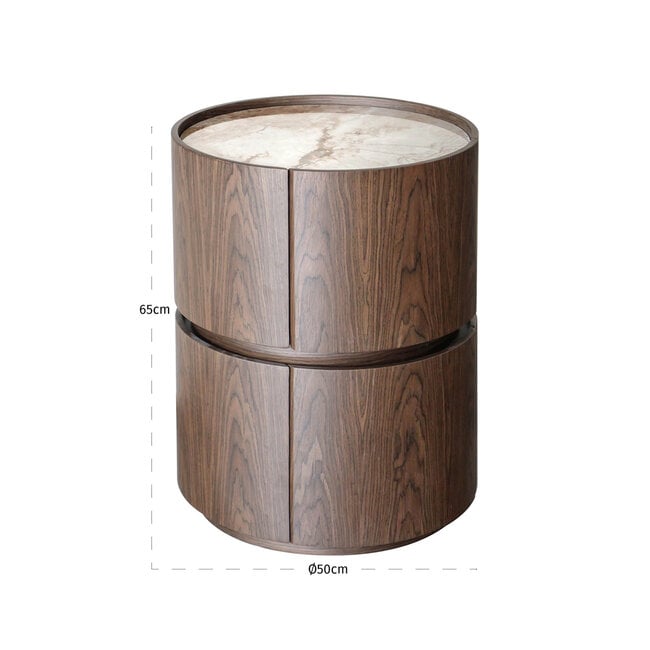 Richmond Interiors  Nachtkastje Ellery bruin 2 lades