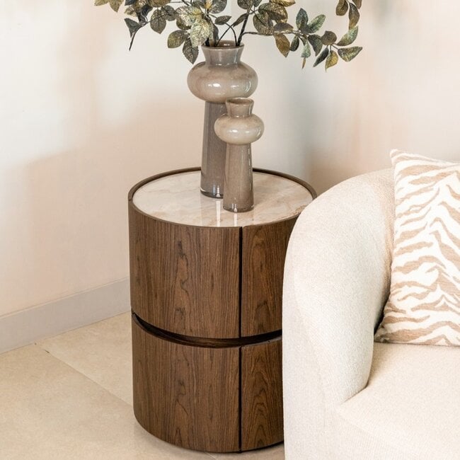 Richmond Interiors  Nachtkastje Ellery bruin 2 lades