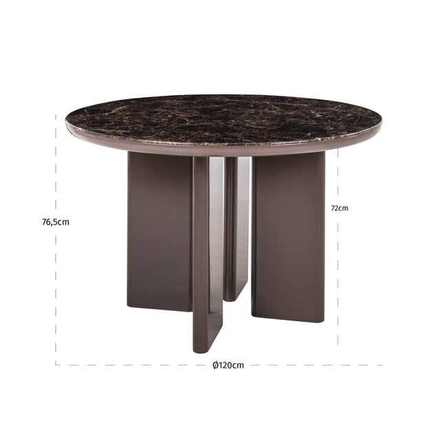 Richmond Interiors  Eettafel Almundi chocolade bruin 120Ø