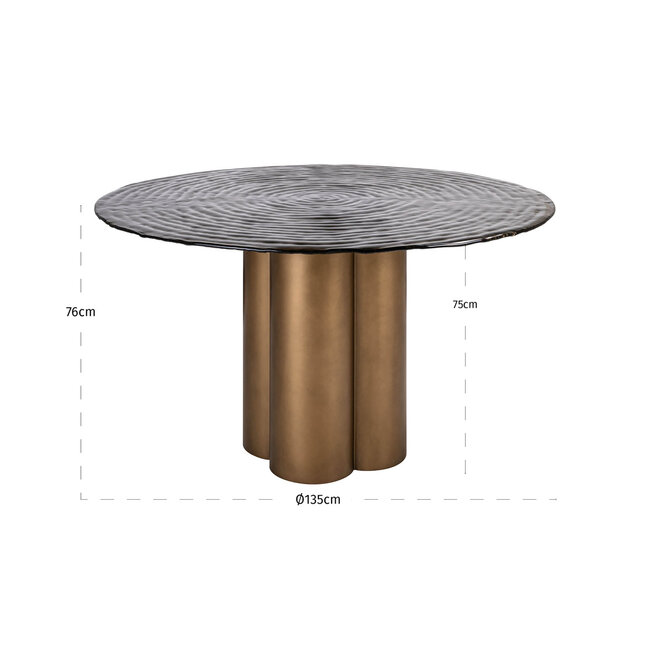 Richmond Interiors  Eettafel Glastonburry goud antique 135Ø