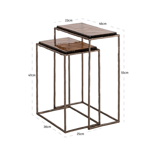Richmond Interiors  Bijzettafel Villano brons  - Set van 2