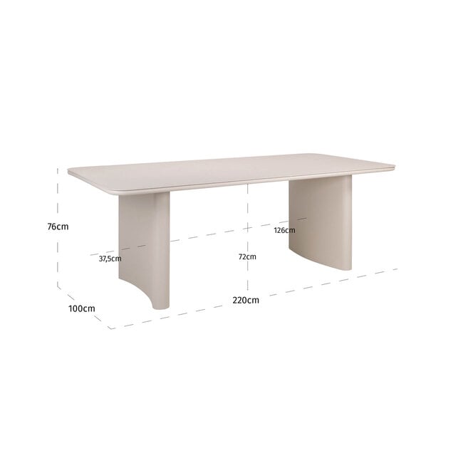 Richmond Interiors  Outdoor eettafel Senza licht beige  220