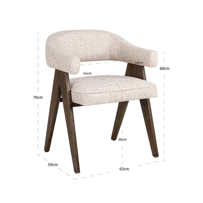 Richmond Interiors  Eetkamerstoel Mori cream tweed fire retardant