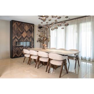 Richmond Interiors  Eetkamerstoel Mori cream tweed fire retardant
