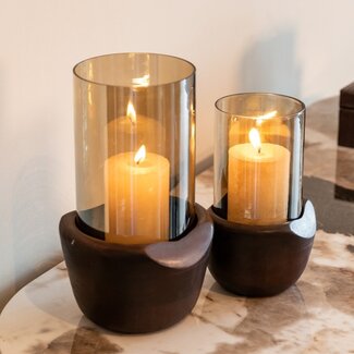 Richmond Interiors  Windlicht Sloane walnoot groot