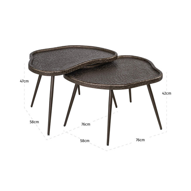 Richmond Interiors  Salontafel Bean Brunzae - Set van 2