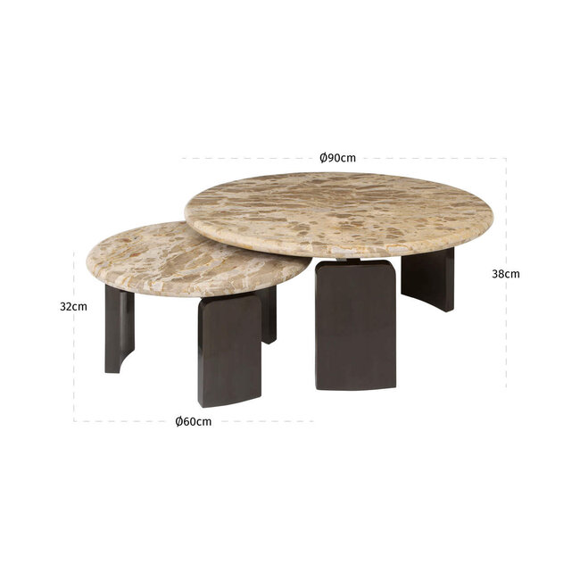 Richmond Interiors  Salontafel Bayonne brons - Set van 2