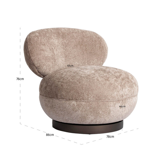 Richmond Interiors  Lounge stoel Jace be easy zand draaibaar fire retardant
