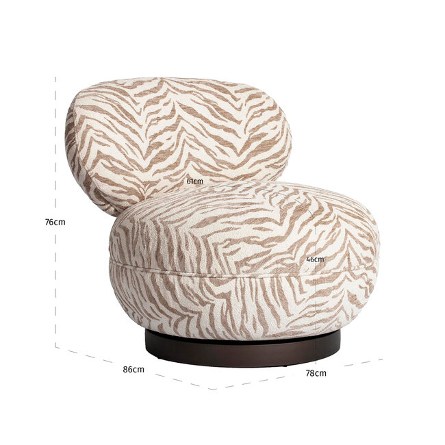 Richmond Interiors  Lounge stoel Jace beige tijger draaibaar