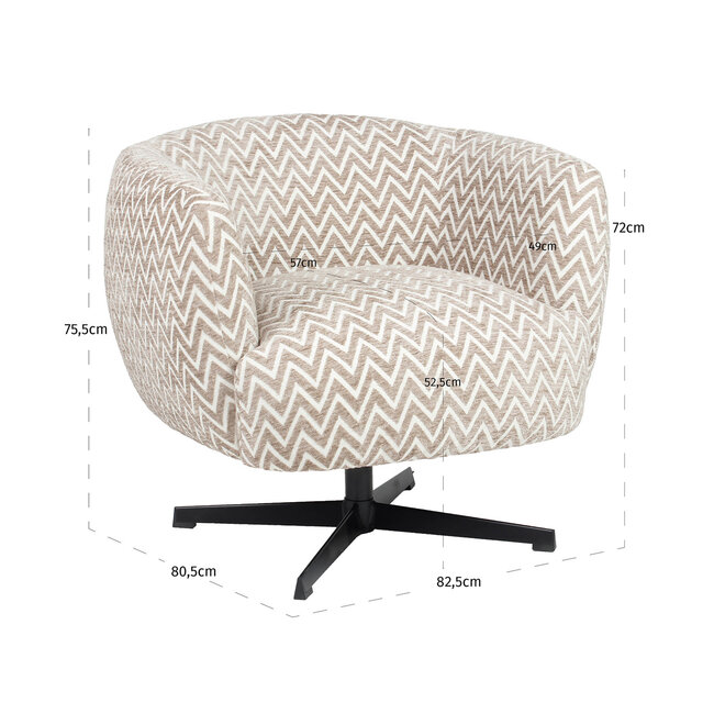 Richmond Interiors  Lounge stoel Estelle zand chevron draaibaar