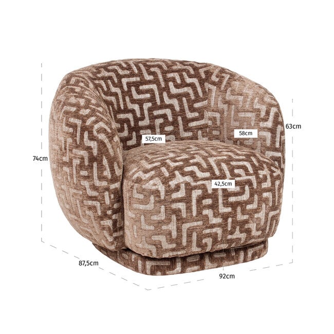 Richmond Interiors  Lounge stoel Negreslo bruin labyrinth