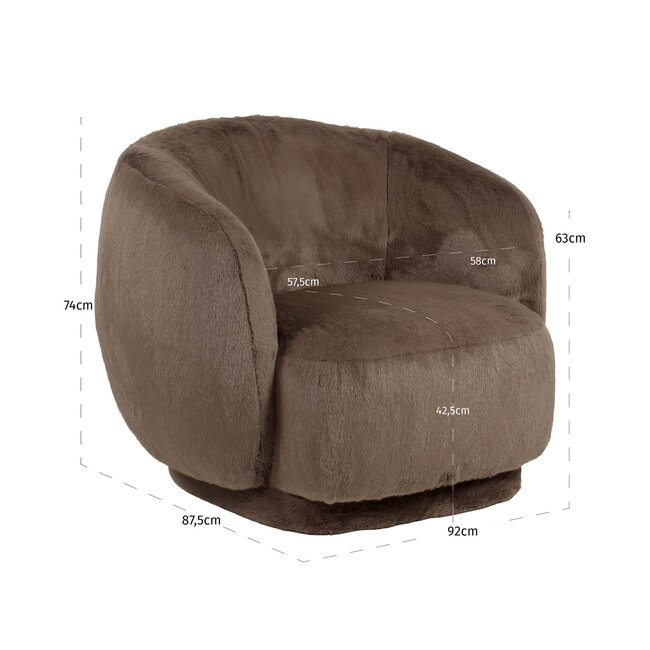 Richmond Interiors  Lounge stoel Negreslo bruin fluffy