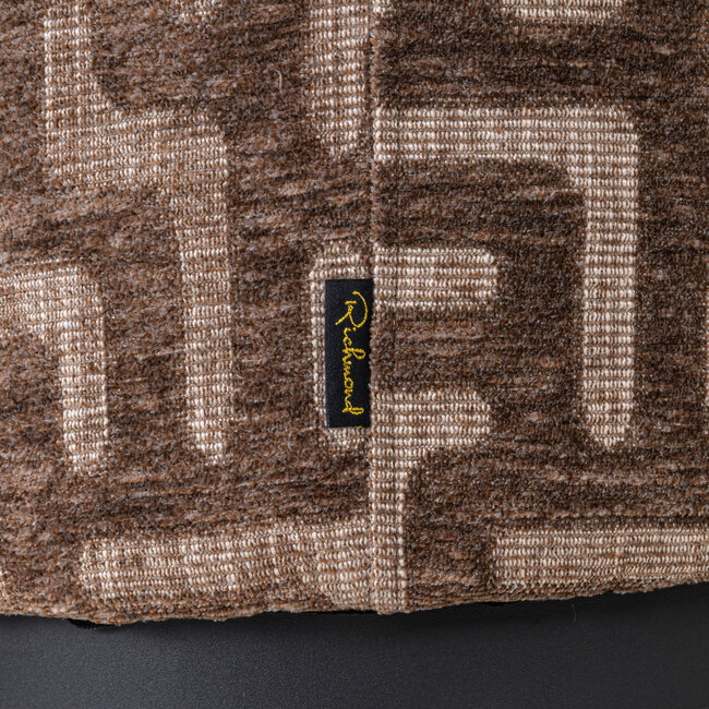 Richmond Interiors  Poef & Voetenbank Lexie bruin labyrinth 45Ø