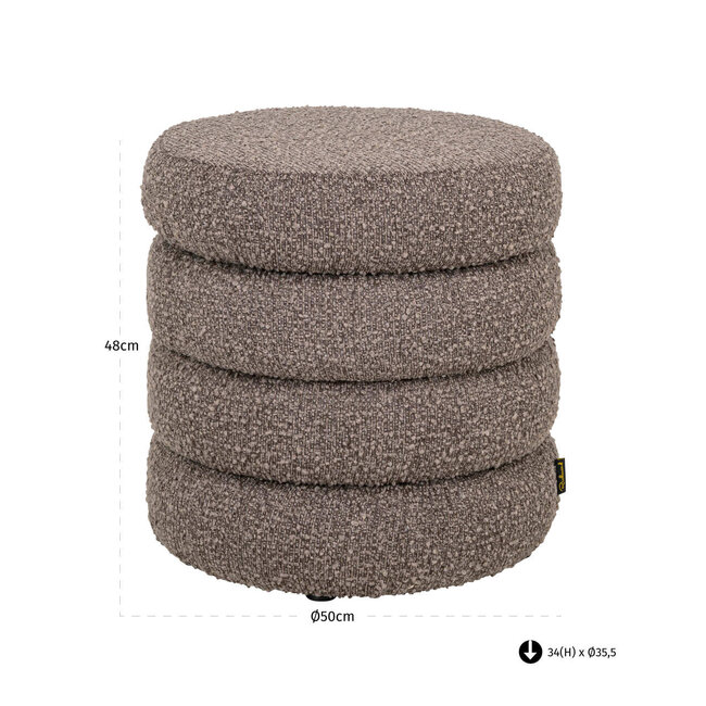 Richmond Interiors  Poef & Voetenbank Adele bruin chunky