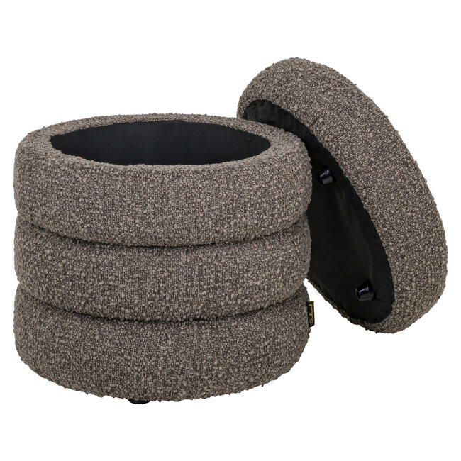 Richmond Interiors  Poef & Voetenbank Adele bruin chunky