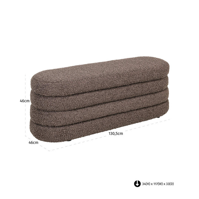 Richmond Interiors  Poef & Voetenbank Camille bruin chunky