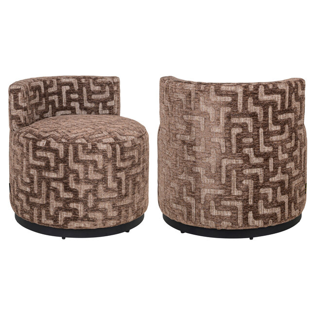 Richmond Interiors  Lounge stoel Franny bruin labyrinth