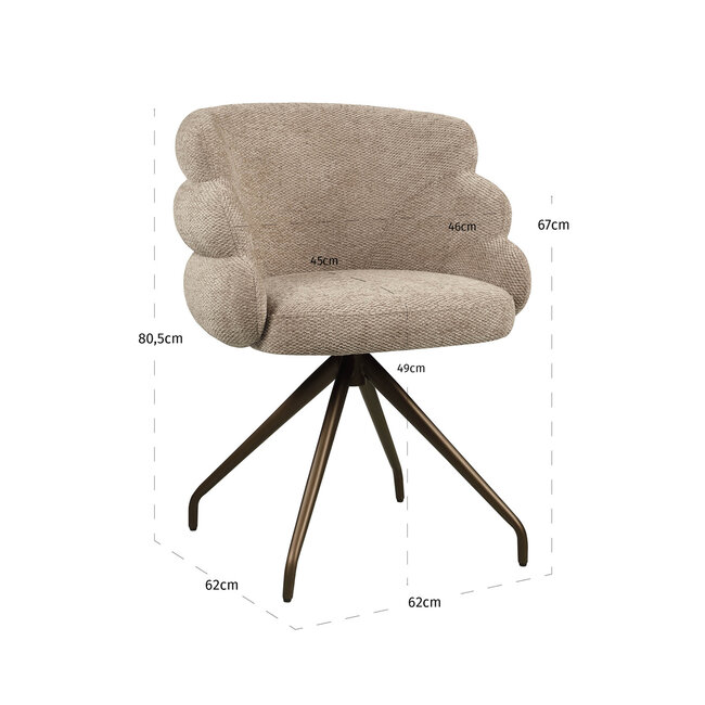 Richmond Interiors  Eetkamerstoel Kayla mocca boldweave draaibaar