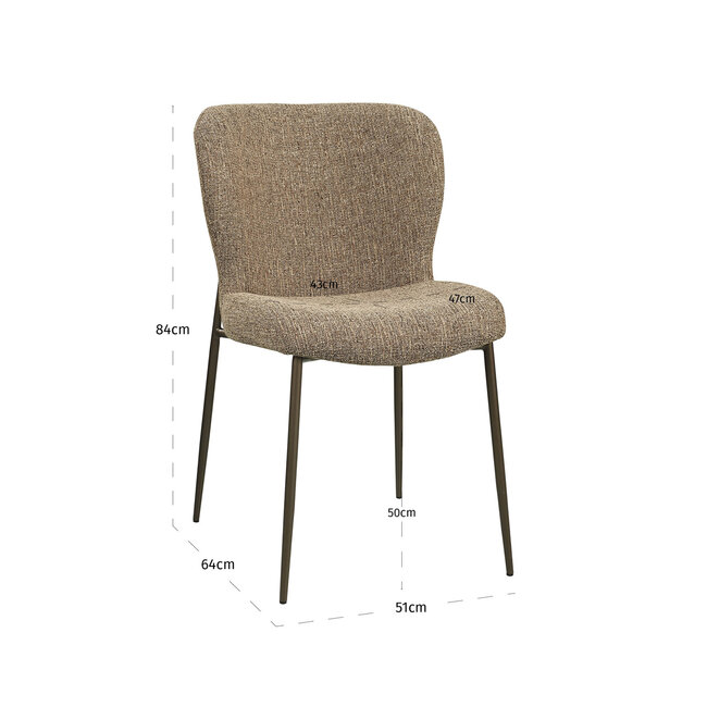 Richmond Interiors  Eetkamerstoel Odarby bruin tweed- Set van 2