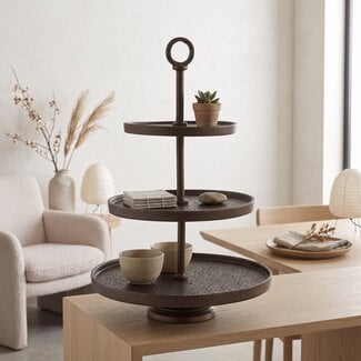 Light en Living Etagère 3 laags Ø32x48 cm LUTEK mat bruin-brons