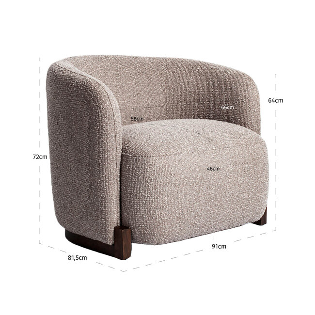 Richmond Interiors  Lounge stoel Hannah mocca chunky fire retardant