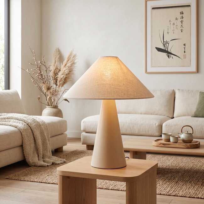 Light en Living Tafellamp E14 Ø40x44,5 cm DOLORE zand+linnen naturel